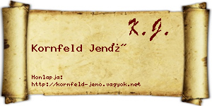 Kornfeld Jenő névjegykártya